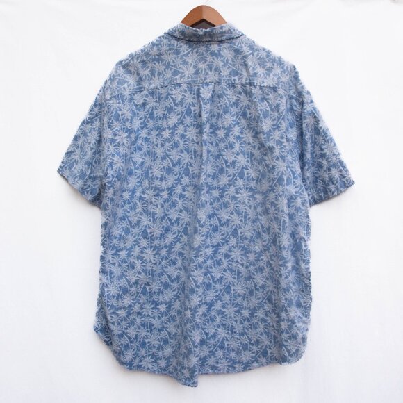Brooks Brothers Hawaiian Shirt Mens 2XLT Reverse Print Blue Palm Cotton Resort - Picture 6 of 9